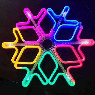 China Snowflake Star Shaped Light Moon Shaped Neon Lamp Strip Light Neon Twinkle Flash Led Hanging Christmas Door Window LED Strip Lights for sale