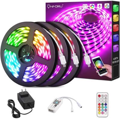 China Garden 32.8foot TUYA UK EU USA WiFi LED Strip Lights Smart WiFi Kit Voice Phone APP Controlled Lights RGB Dimmable 5050 LED Lights for sale