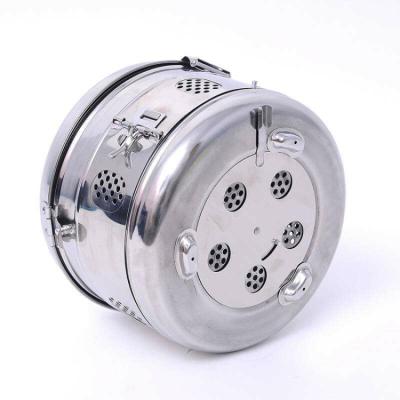 China 26CM 201 Stainless Steel Reusable Autoclave Drum Surgical Instruments for Hospital and Lab for sale