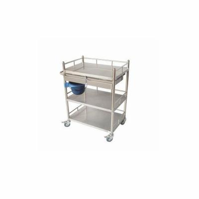 China Dismountable Small Size Stainless Steel Medical Instrument Two Drawer Two Layers Treat Trolley for sale