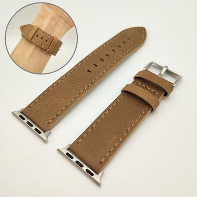 China Welcome to customize logo/size/color/wholesale quick delivery stone grain oil wax leather watch band design workmanship factory with 22mm suitable for apple watch for sale