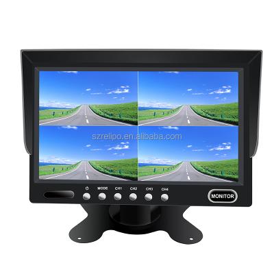 China Factory Quality RGB 7 Inch Quad 4 Slot TFT Color LCD Car Monitor With Butterfly Bracket for sale