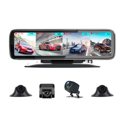 China Waterproof 12 Inch Touch Screen Quad 4 Touch Screen Car DVR 360 Degree Split Recorder Smart Camera for sale