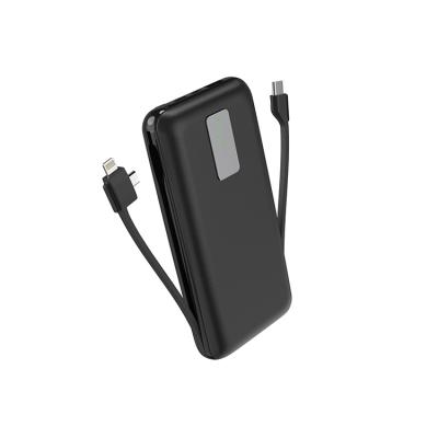 China LED Display Universal High Capacity 20000mah Built-in 2 Cables Power Bank With Type C Micro Lightning Cable for sale