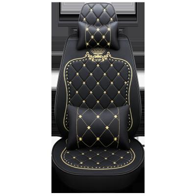 China Sports Luxury Waterproof Universal PU PVC Leather Auto Seat Cover With Red Stitching Car Seat Cover Set OEM Time Advance Pcs Black Color for sale