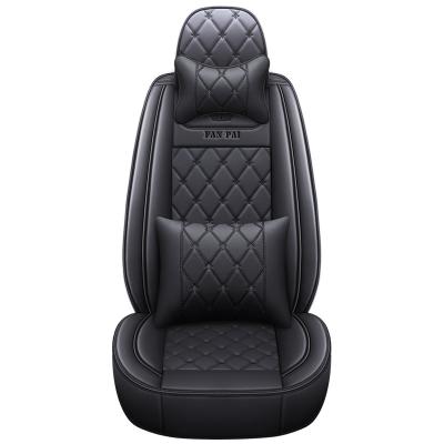 China Sports Luxury Waterproof Universal PU PVC Leather Auto Seat Cover With Red Stitching Car Seat Cover Set OEM Time Advance Pcs Black Color for sale