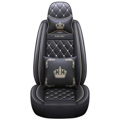 China Sports Luxury Waterproof Universal PU PVC Leather Auto Seat Cover With Red Stitching Car Seat Cover Set OEM Time Advance Pcs Black Color for sale