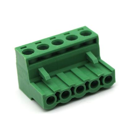 China PA66 UL94V-0 FPC2.5-XX-500 Green 5 Way Terminal Block Wiring For 2EDGK 5.08MM for sale