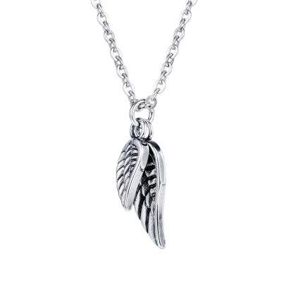 China CLASSIC Jewelry Customized Hot Selling Personality Men's Feather Pendant Hip Hop Pop Angel Wings Necklace for sale