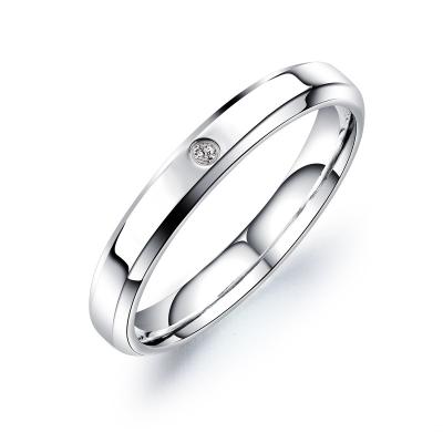 China CLASSIC Simple Titanium Steel Rings for Wedding Engagement Women Men Jewelry Zircon Couple Ring Cubic Titanium Rings for Couples for sale