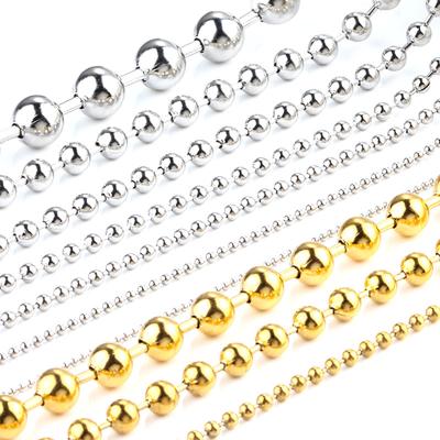 China CLASSIC 5 Meters Lot 1.5/2.0/2.5/3.0/10mm Beaded Ball Stainless Steel Bulk Ball Bead Chains For DIY Necklaces Jewelry Making Accessories for sale