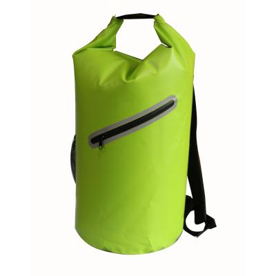 China Eco-friendly Waterproof PVC Tarpaulin Beach Bag Rolltop Ocean Ocean Drift Pack Swimming Drift Pack With Zipper for sale