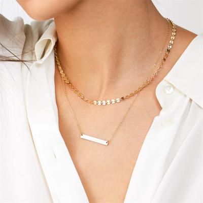 China Design Environmentally Friendly Minimalist Multilayer Chain Statement Stainless Steel Cuban Necklace for sale