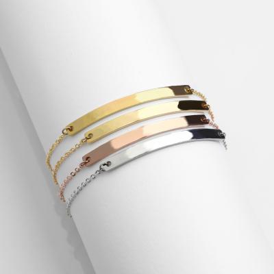 China Environmental Friendly 14 18k Gold Plated Bangle Personalized Stainless Steel Cuff Bangle, Custom Engraved Stainless Steel Bangle for sale