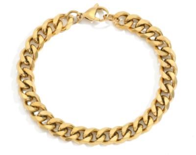 China New Arrival 4mm 6mm Miami Stainless Steel Titanium 8mm Women Men Link Chain Bangle Gold Bangle Bracelet for sale