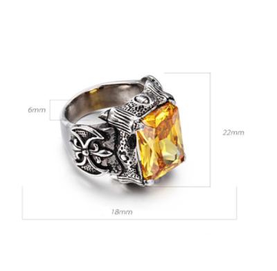 China Fashionable Male Hip Hop Promotional Top Square Zircon Stainless Steel Crown Ring for sale