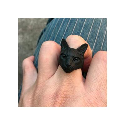 China Vintage Promotional Good Quality Antique Black Bronze Plated Adjustable Cat Rings For Women Men for sale