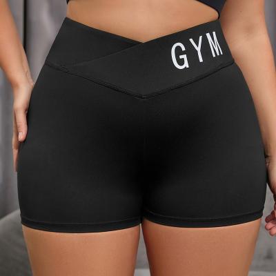 China Sexy Breathable Women Oversized Short Yoga Leggings High Waisted Workout Shorts Pants Tight Sweatpants Yoga Pants XL-4XL For Fat Women for sale