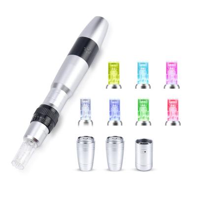 China Professional Light Treatment Color Anti-puffiness Medical Grade 7 Electric Derma Pen with 2 Replaceable Batteries for sale