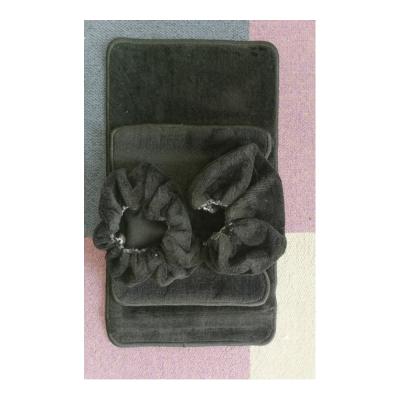 China Polyester Washable Soft Anti Slip Bathroom Mats Set Bath Mat Thick Soft Non Slip Bathroom Set 2 Pieces for sale