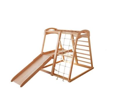 China Indoor folding foldable wood triangle indoor wholesale natural wooden climbing triangle toys for children for sale