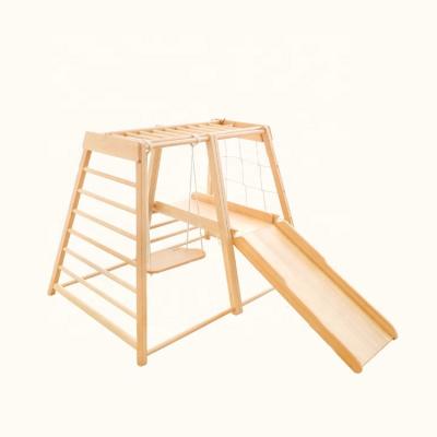 China Indoor folding foldable wood triangle indoor customized wholesale natural wooden kid play climbing toy for sale