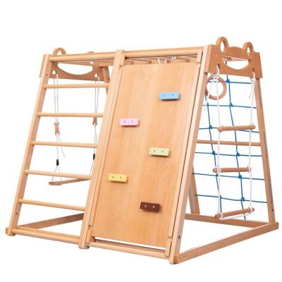 China Indoor folding foldable wood triangle customized wholesale modern natural wooden kid play climbing toy indoors for sale