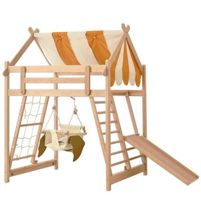 China Indoor folding foldable wood triangle new design 2022 customized wholesale indoor wholesale kids wooden climber for sale