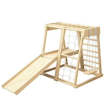 China Indoor folding foldable wood triangle customized indoor cheap wooden play gyms climber ladder for toddlers for sale