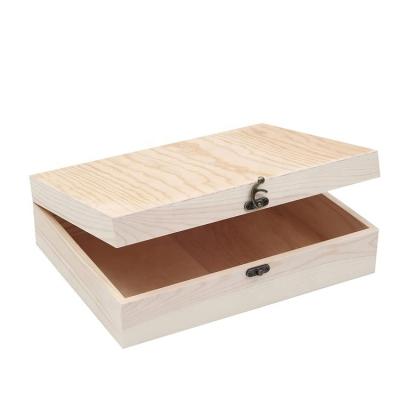 China Stocked Wholesale Unfinished Wooden DIY Storage Jewelry Pine Box for Crafts for sale