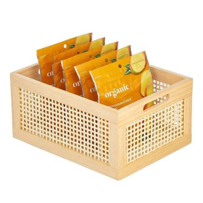 China Stocked Wholesale Small Rustic Decorative  Storage Box for Kitchen Pantry Cupboard for sale