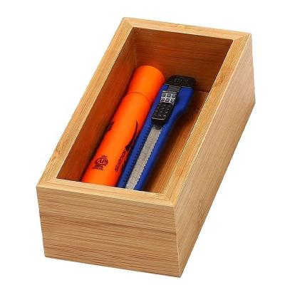 China Stocked Home Bamboo Drawer Organizer Storage Box for Kitchen Office Bedroom Children Room for sale