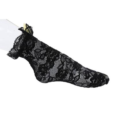 China 2020 Lady Lace Black Socks Wholesale Breathable Lace Net Short Sock For Women for sale