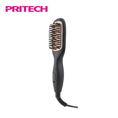 China Quick Straightening PRITECH Customized Ceramic Coating Mini Travel Hair Straightener Brush for sale