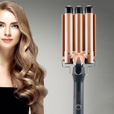 China PRITECH LED Professional Three Tubes Ceramic Coated Wavy Hair Curler for sale