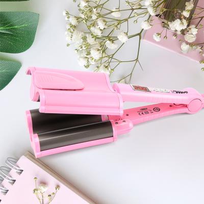 China PRITECH LCD Display Ceramic Coating Ceramic Wave Shape Hair Curling Iron for sale