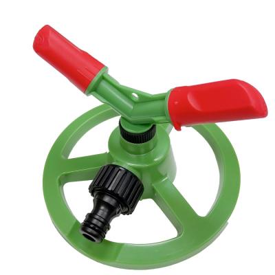 China 2AM Garden Hose Sprinkler with Rotating Plastic Base 2 Adjustable Arm Spouts for Circular Motion for sale