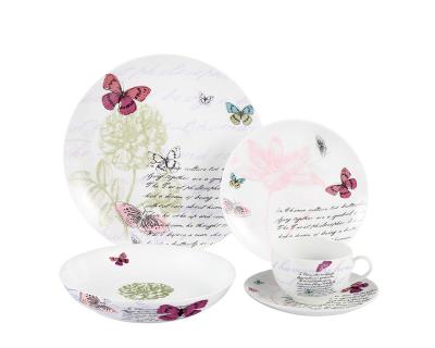 China Sustainable Wholesale High Quality Butterfly Ceramic Dinnerware Set Porcelain Dinner Set for sale