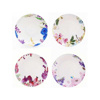 China Coloful Sustainable High Quality Floral Dinnerware Set Ceramic Dishes Bowls Porcelain Dinner Set Of Cups for sale