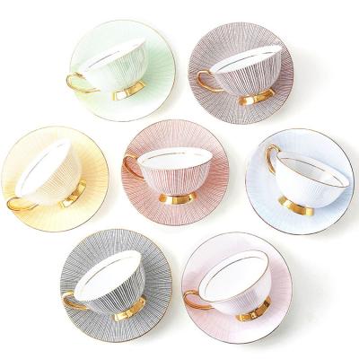 China Viable Hot Sale High End Gold Rim Ethiopian Porcelain Coffee Cup and Saucer Sets Ceramic Tea Set for sale