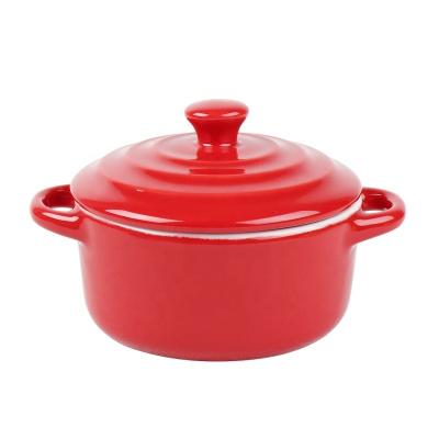 China Colorful Round Mini Casserole Cookware Stocked Ceramic Casserole Dish For Microwave for sale