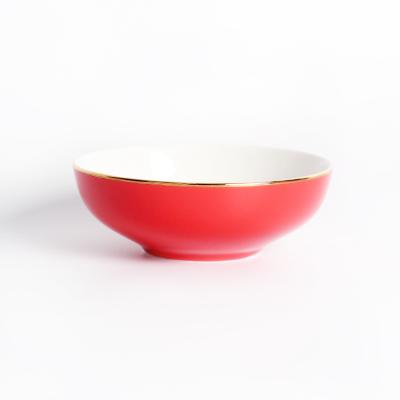 China Wholesale Ceramic Stocked Porcelain Cereal Bowl Noodle Serving Bowl Sets for sale