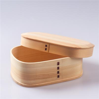 China Freshness Preservation Hot Selling Eco-friendly Oval Single Layer Wooden For Dry Food Japanese Bento Lunch Box for sale