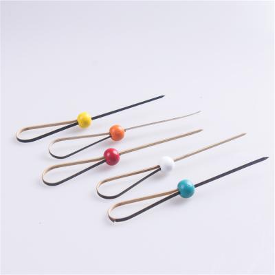 China Wholesale Custom Easily Cleaned Beaded Cocktail Bamboo Decoration Sandwich Knot Disposable Bamboo Skewers for sale