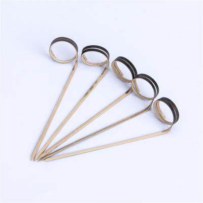 China Hot Selling Easily Cleaned Black Color Finger Spikes Flower Looped Bamboo Sticks For Sandwich Burger Cocktail Pick for sale