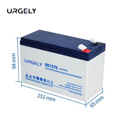 China Home Appliances Urgely High Quality Long Life Cycle Shipping Maintenance Free 6fm7 20hr 12v 7ah 9ah 5ah Sealed Rechargeable Ups 12v7ah Agm Gel for sale