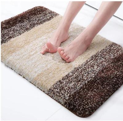 China QJMAX Modern High Quality Flannel Floor Mat Entry Bedroom Bedside Rug Striped Bath Mat Non Slip for sale