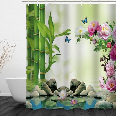 China Europe QJMAX High Quality Bathroom Polyester Shower Curtain Waterproof for sale