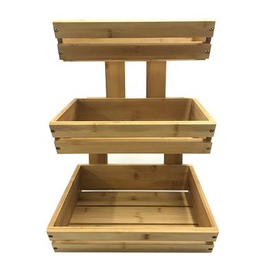 China Children's Interesting Games For Early Education 3-Tier Fruit Basket Fruit Bowl Vegetable Storage Bamboo Rack For Kitchen for sale