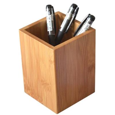 China Modern Custom Purpose Use Pencil Cup Pot Office Bamboo Wooden Organizer Pen Pencil Holder Stand Multi Desktop Pen Holder for sale